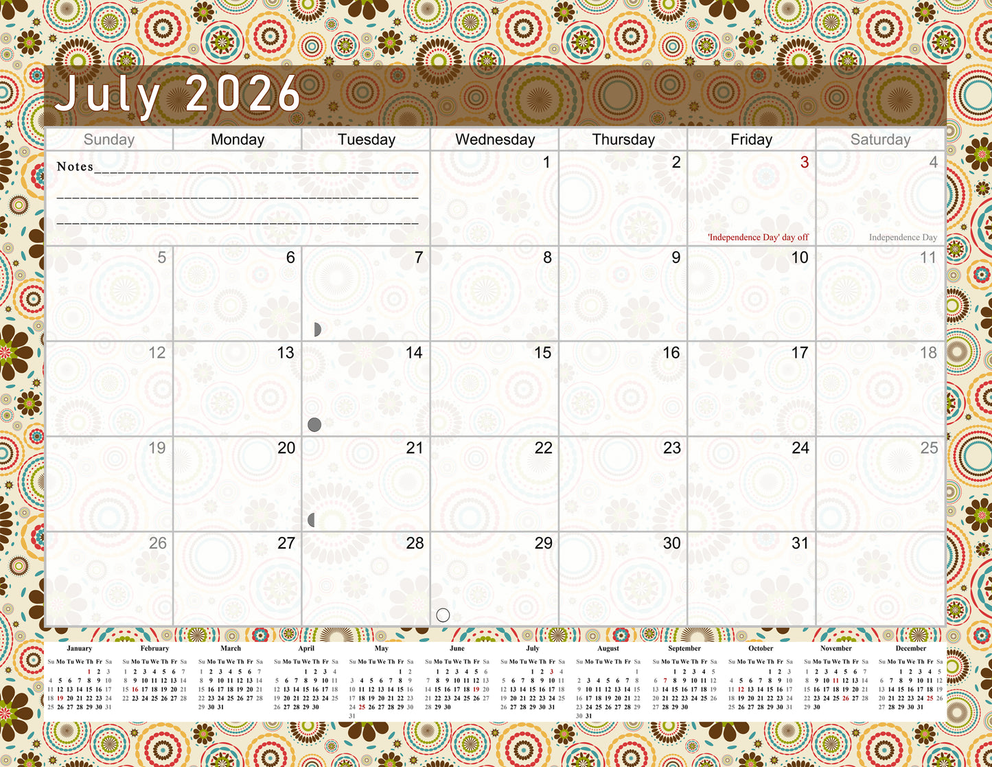 2025-2026 Monthly Spiral-Bound Wall / Desk Calendar - Desktop / Wall Blotter Calendar / Planner - (Edition #20)