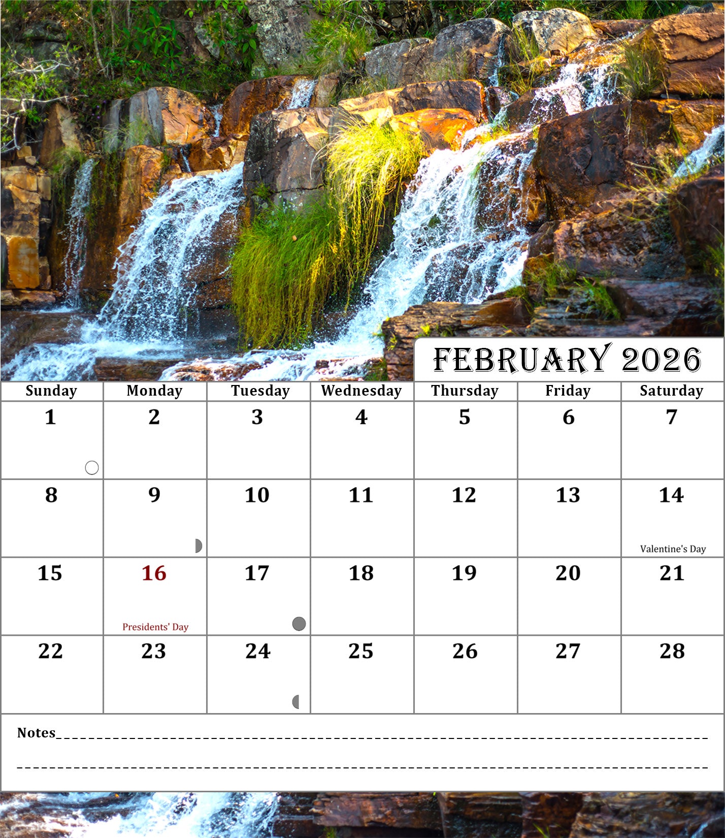 2025-2026 CD-Style Desk Calendar 18 Months Calendar (Waterfalls)