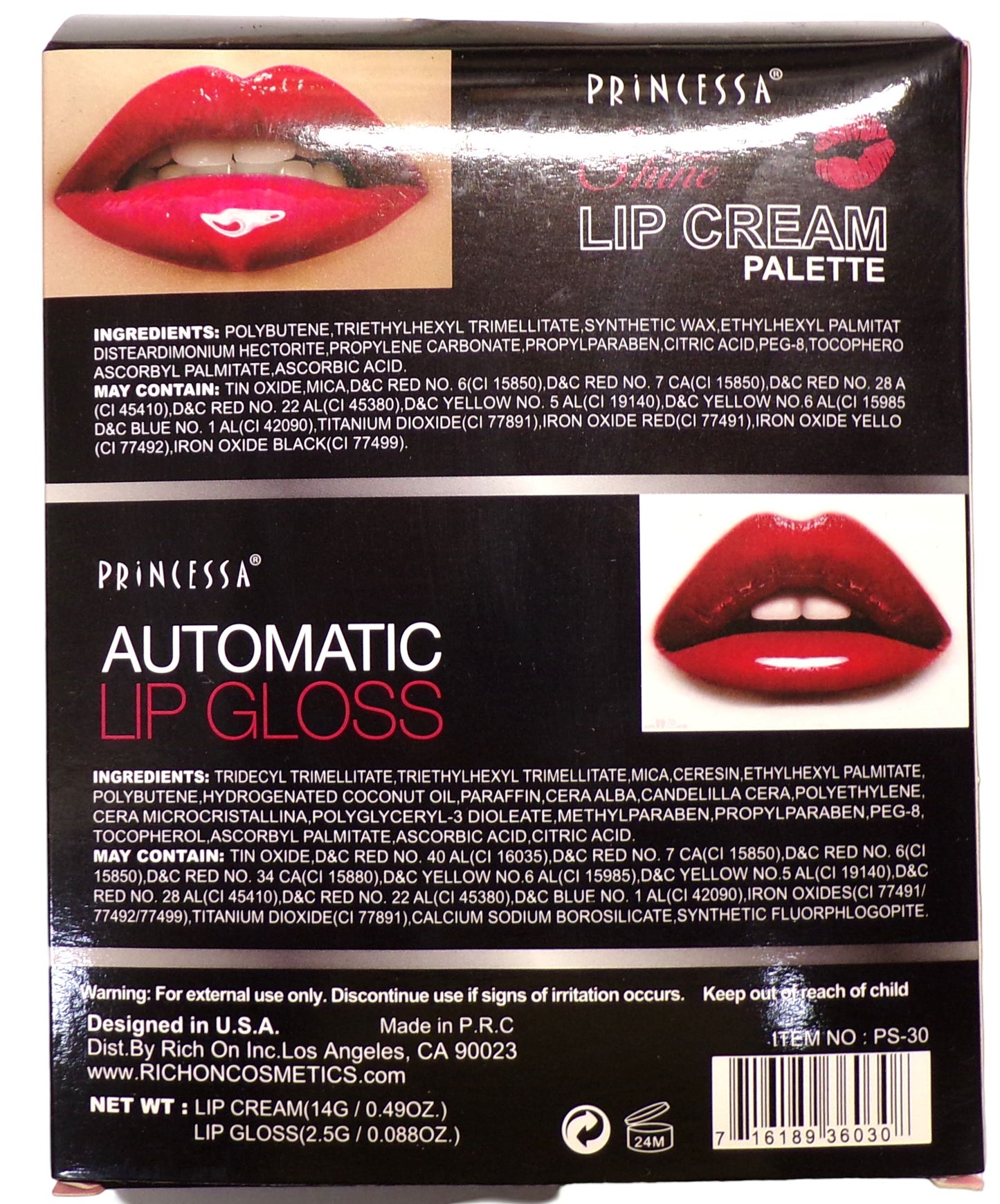 PRINCESSA Professional Eyeshadow Cream , Lipstick , Eyeliner v3 (Set of 2)