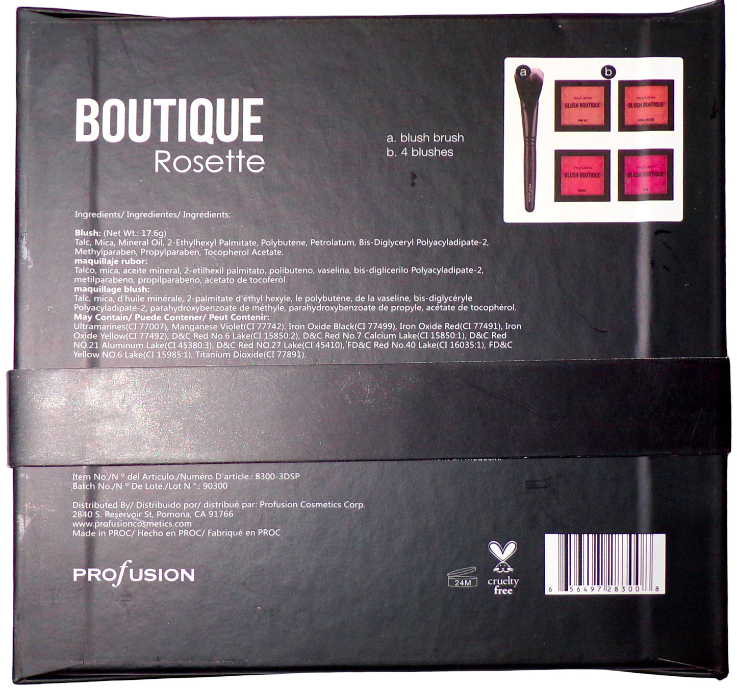 Profusion blush boutique rosette palette with a blush brush and 4 blushes