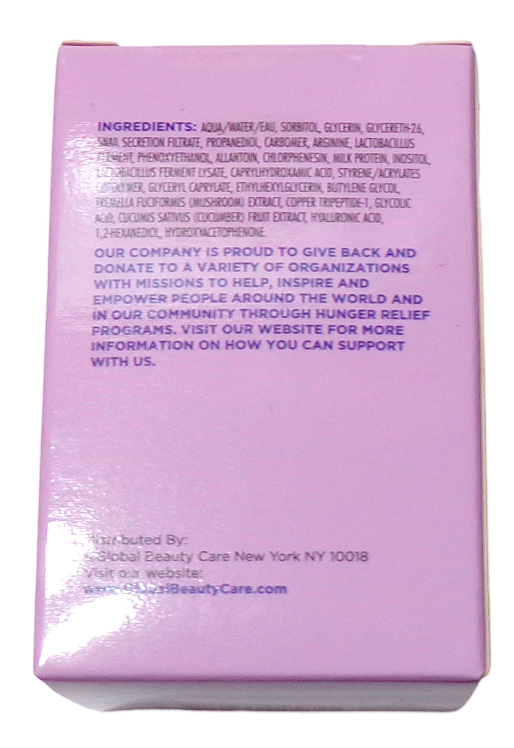 Global Beauty Care Snail Mucin Serum & Moisturizer. Hydrating 1,7oz