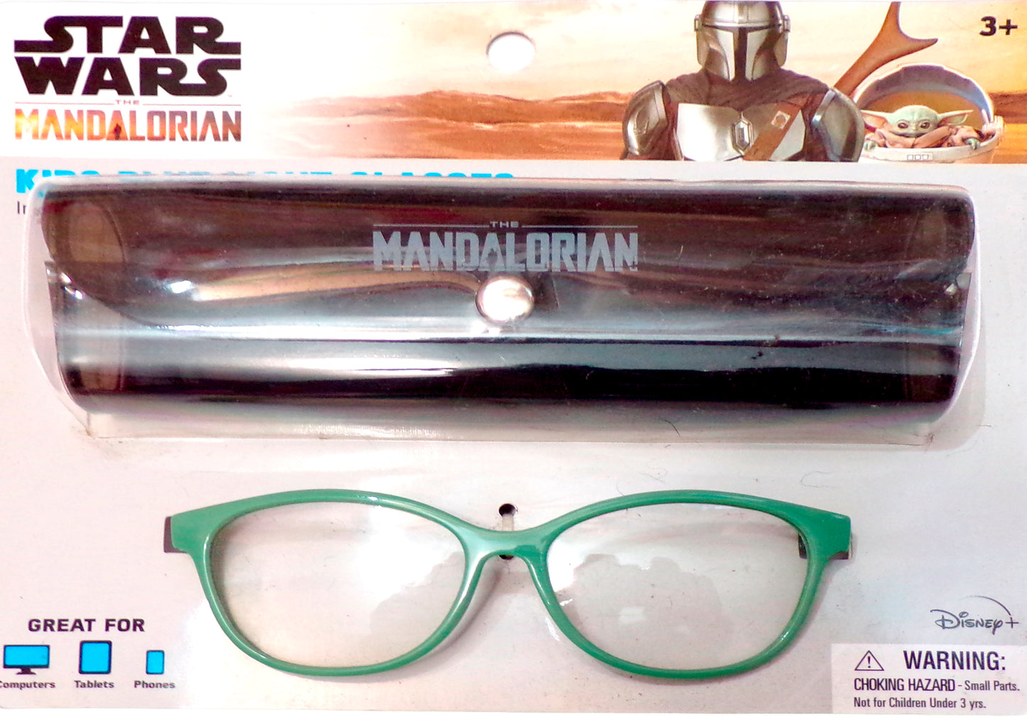 Star Wars The Mandalorian Kids Blue Light Glasses with Storage Case - Sea Green