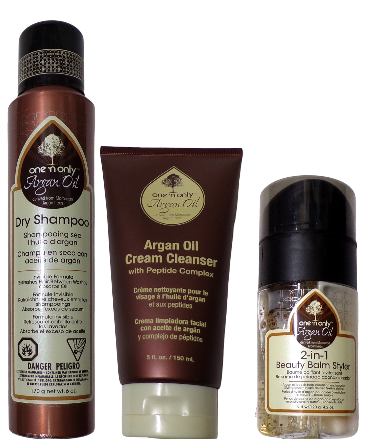 One 'n Only Argan Oil 2-in-1 Beauty Balm, Cream Cleanser, Shampoo (Set of 3)