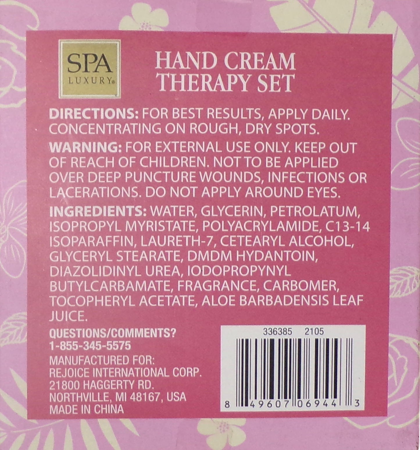Spa Luxury Hand Cream Therapy Set Rose & Coconut Lotion