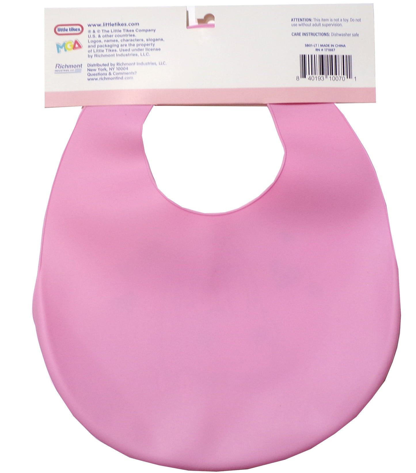 LITTLE TIKES Pink Silicone BABY BIB Deep Pocket & Adjust. Strap BPA+Phthal. Free