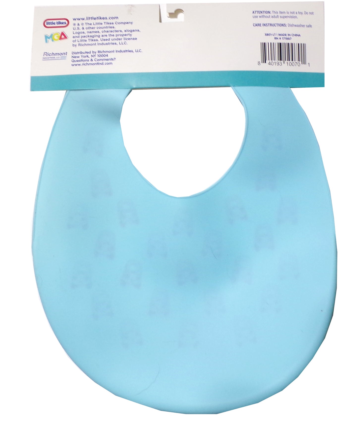 LITTLE TIKES Blue Silicone BABY BIB Deep Pocket & Adjust. Strap BPA+Phthal. Free