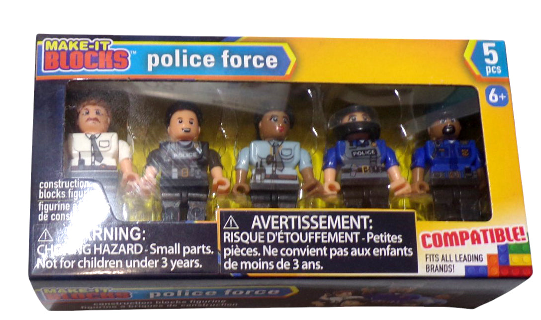 Make-It Blocks Police Force Figures 5 Pc Set Brand Compatible