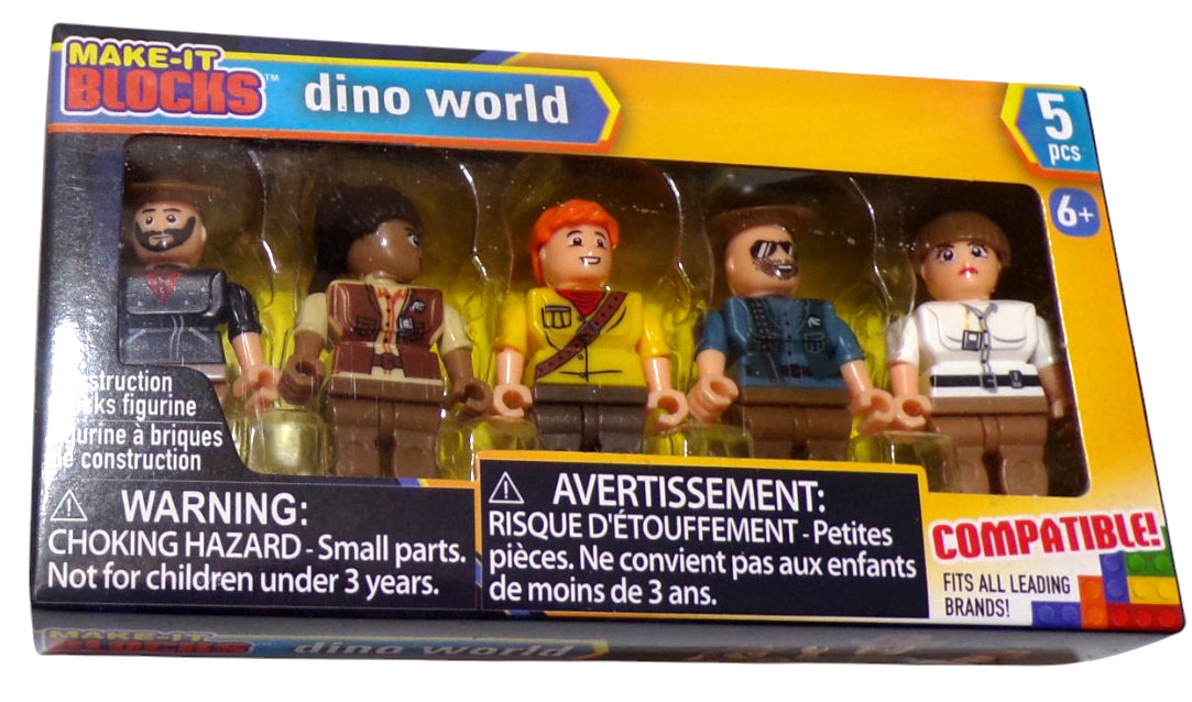 Make It Blocks Dino World Figurines 5 Pcs Compatible Fits All Leading Brands 6+