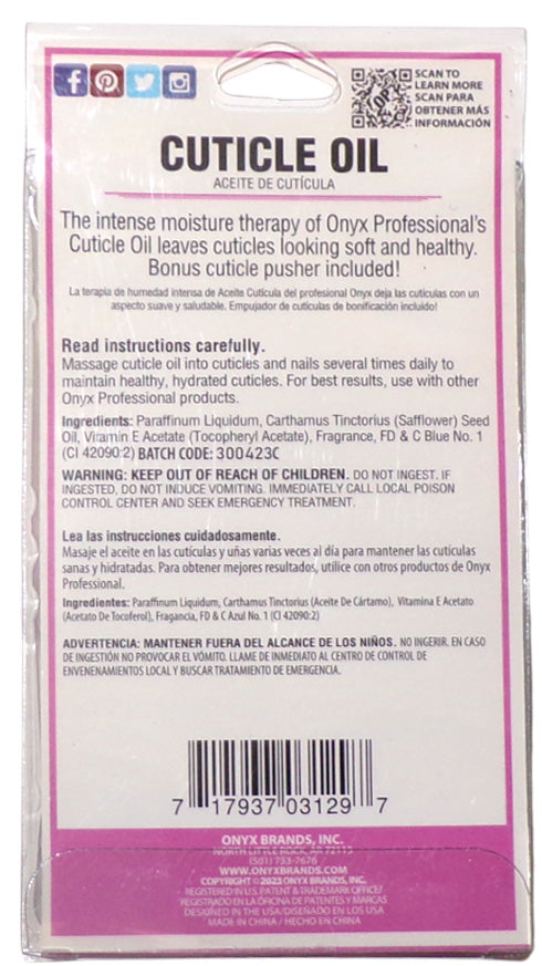 ONYX Professional CUTICLE OIL + Cuticle Pusher INTENSE MOISTURE THERAPY Set
