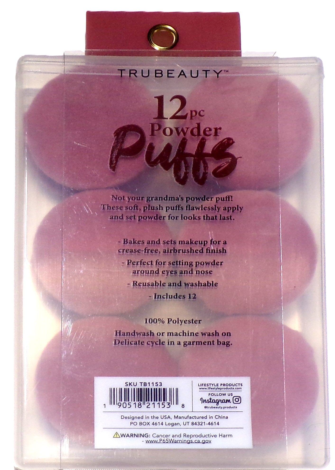 TruBeauty Makeup Powder Puffs 12 Pc Mauve For Face Plus Reusable (Set of 2)