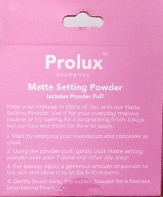 PROLUX Cosmetics MATTE Setting Powder With Puff ~ Porcelain (Set of 2)