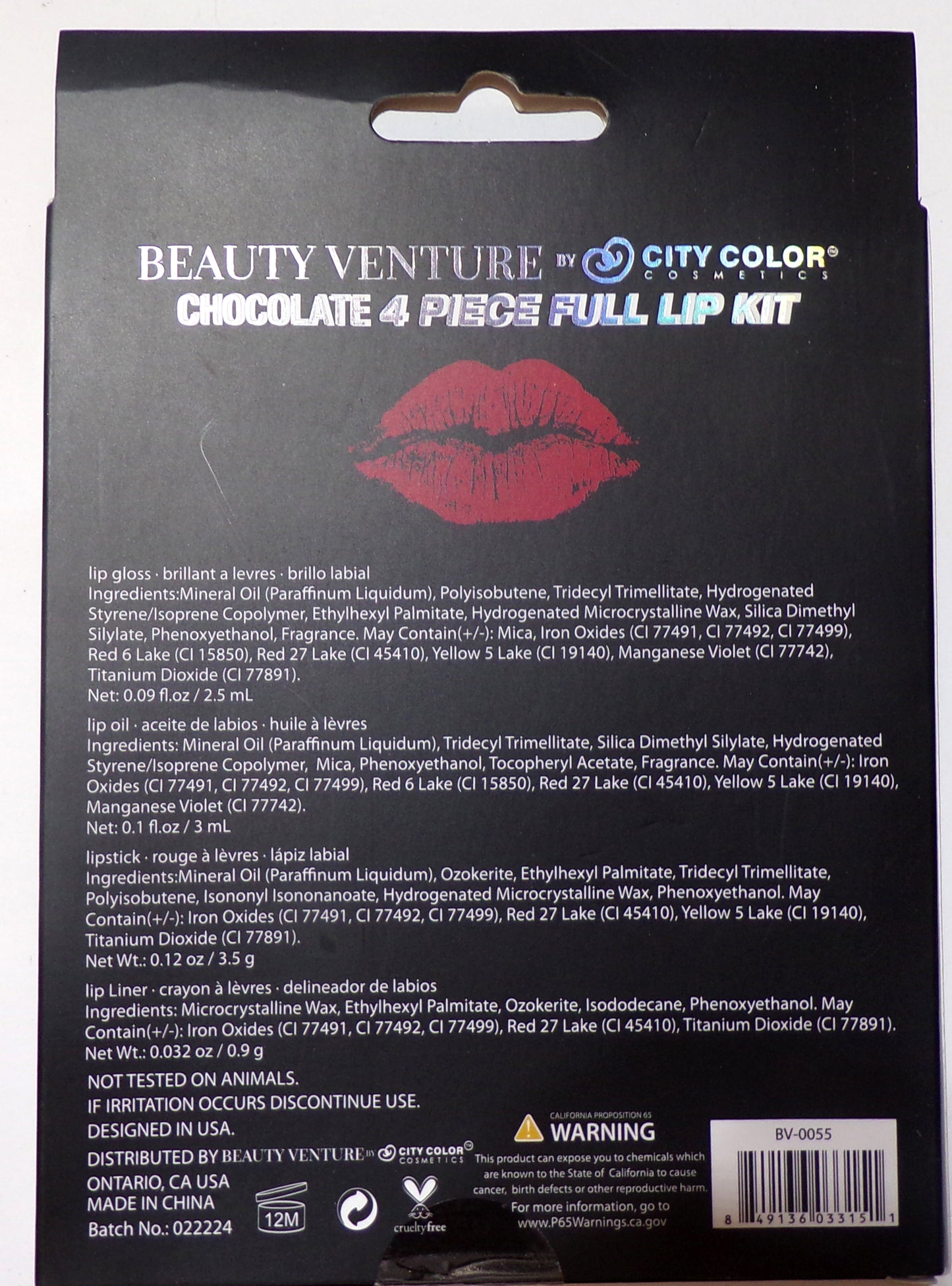 Beauty Venture Chocolate 4 Piece Full Lip Kit (Set of 2)
