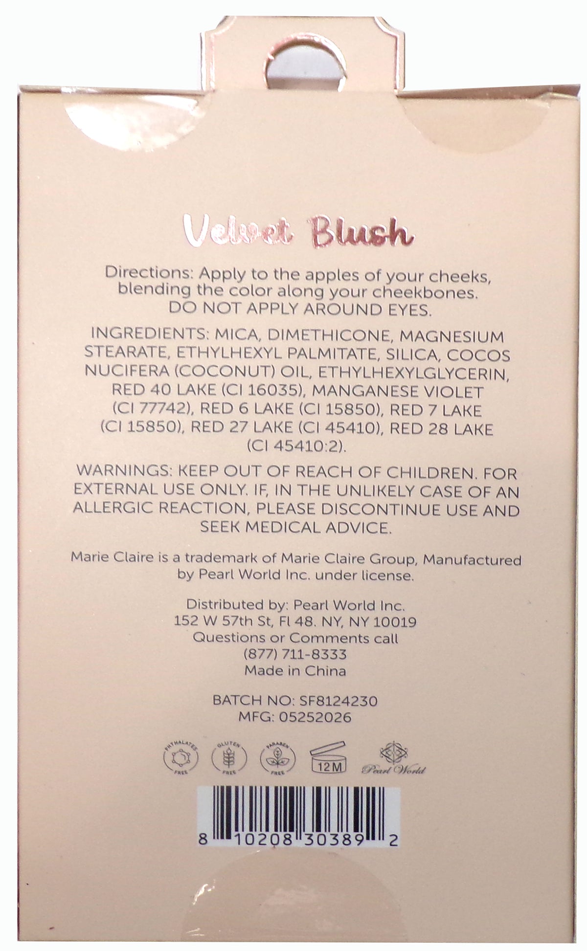 marie claire Paris Velvet Blush, 0.18 oz (Tender Hour)