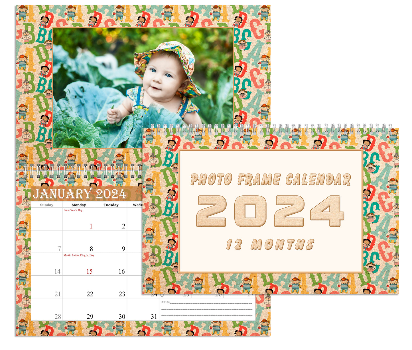 2024 Photo Frame Wall Spiral-bound Calendar (Add Your Own Photos) - 12 Months Desktop/Wall Calendar/Planner - (Edition #10)