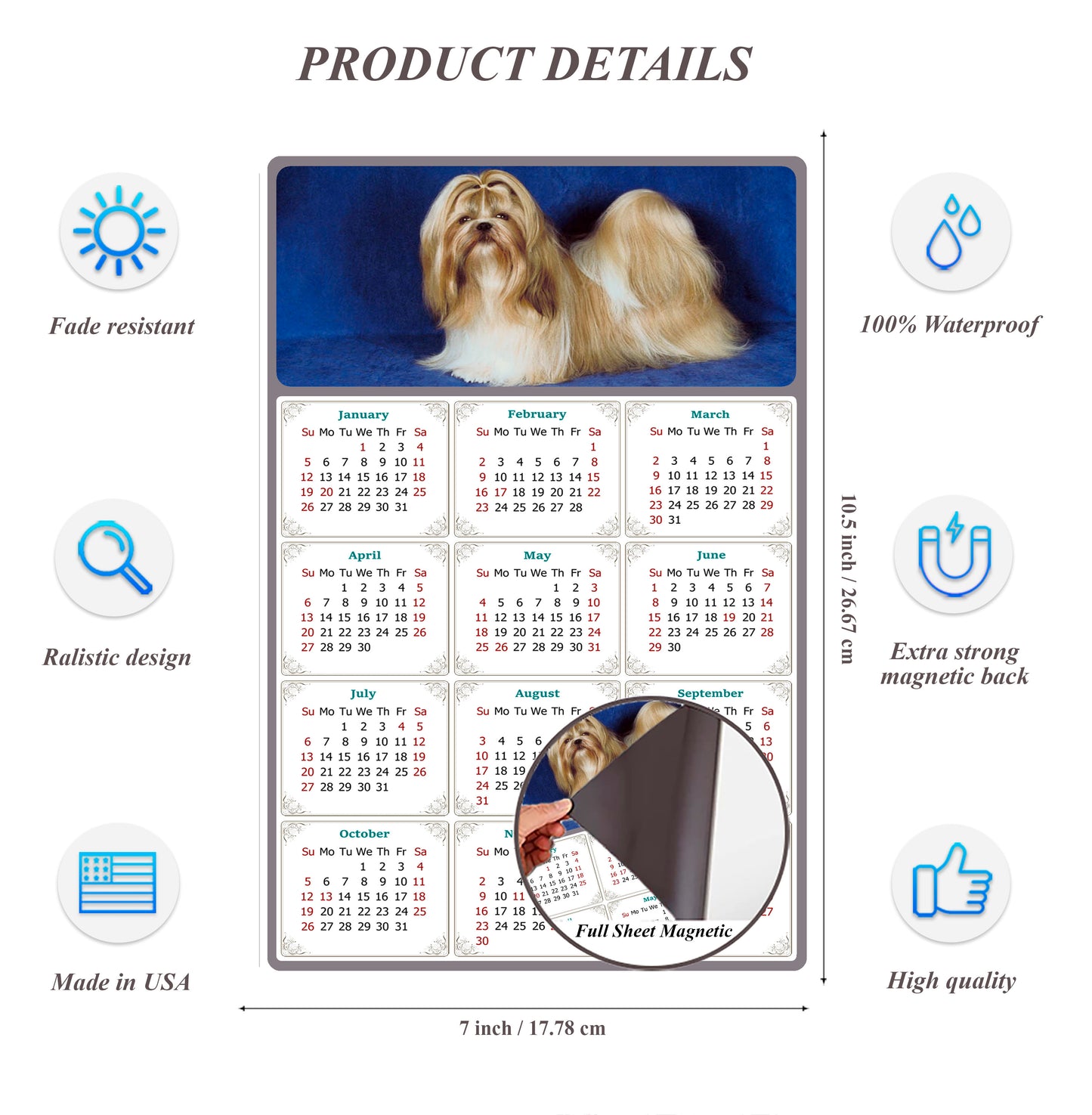 2026 Magnetic Calendar - Today is My Lucky Day (Fade, Tear, and Water Resistant)- Dogs Themed 07