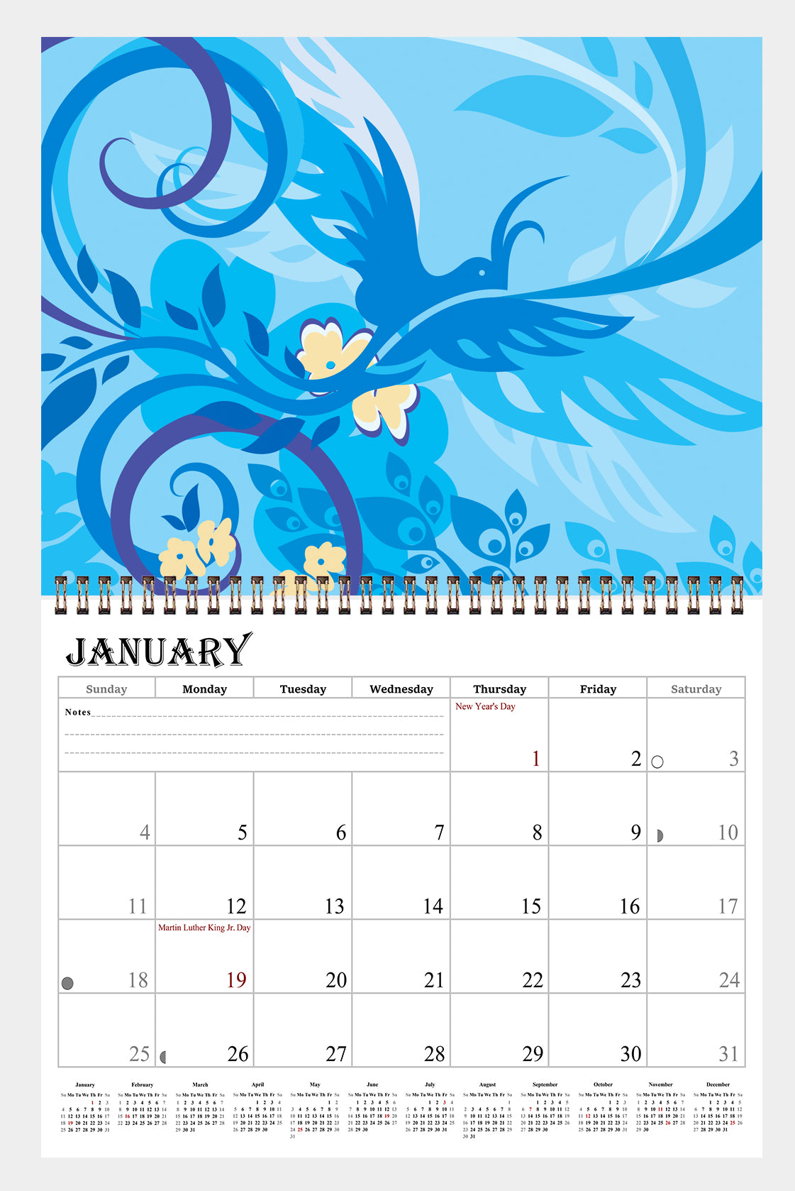 2026 Spiral-bound Wall Calendar (Art) - 12 Months Desktop/Wall Calendar/Planner (Copy)