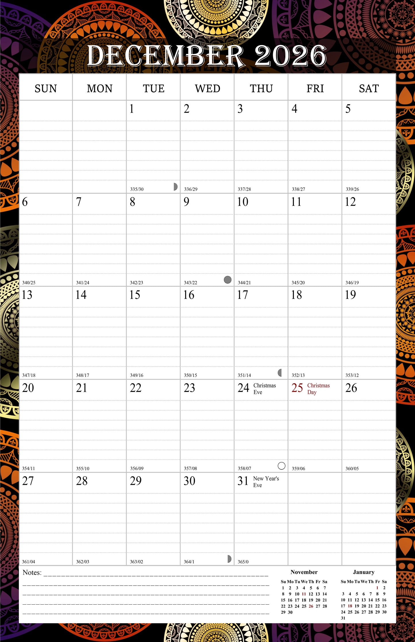 2025-2026 Wall Calendar Spiral-bound Twin-Wire Binding - 18 Months 8.5" x 11" 09