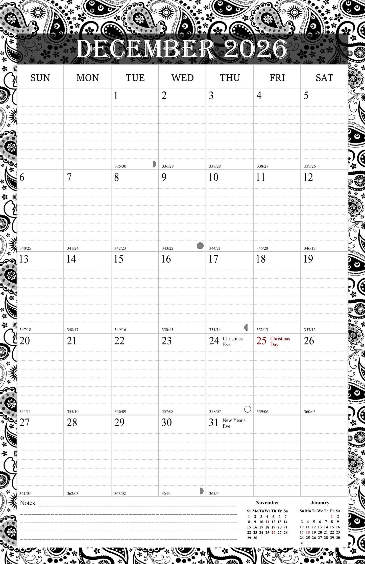 2025-2026 Wall Calendar Spiral-bound Twin-Wire Binding - 18 Months 8.5" x 11" 06