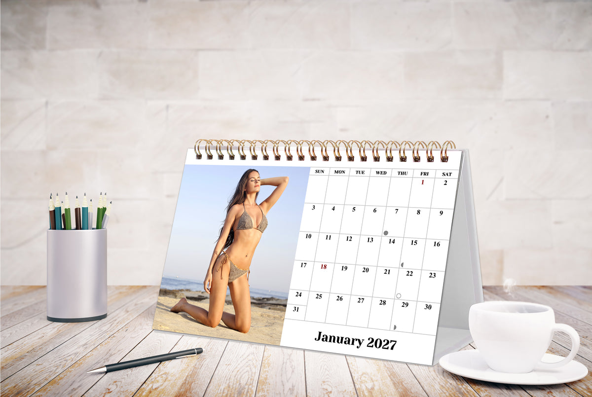 2027-12 Months Desk Calendar Desktop Planner with To-Do List (Babes Bikini)