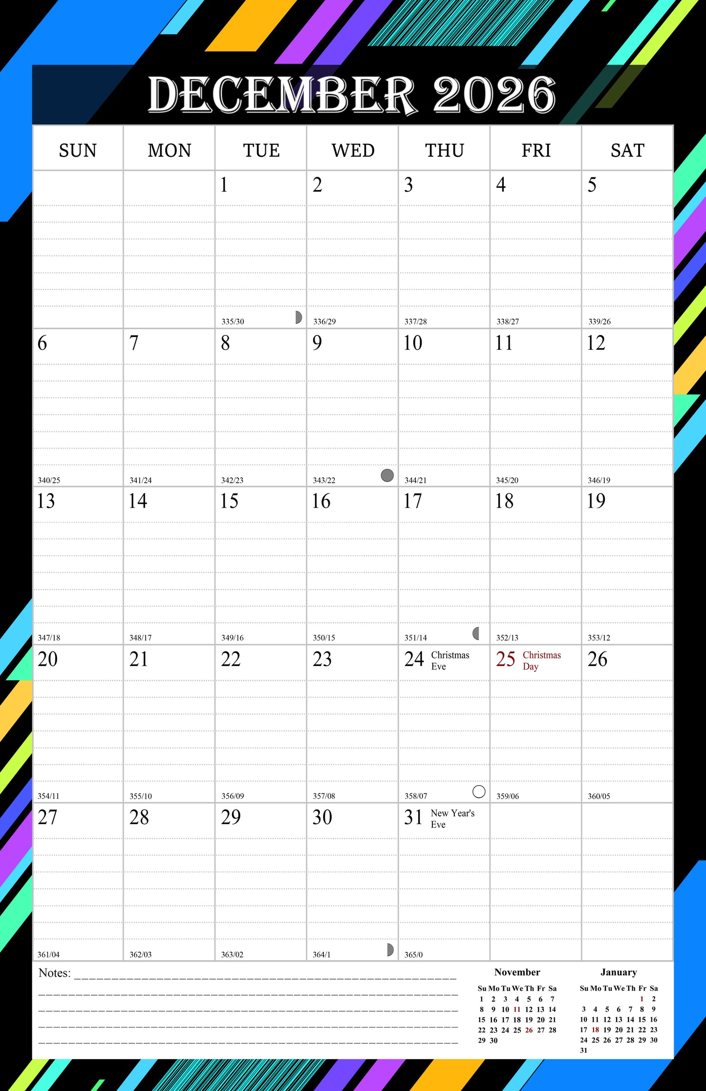 2025-2026 Wall Calendar Spiral-bound Twin-Wire Binding - 18 Months 8.5" x 11" 08