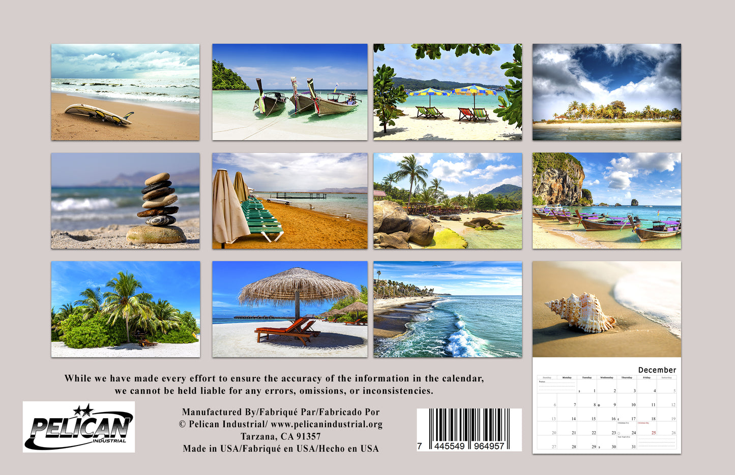 2026 Spiral-bound Wall Calendar (Beaches) - 12 Months Desktop/Wall Calendar/Planner