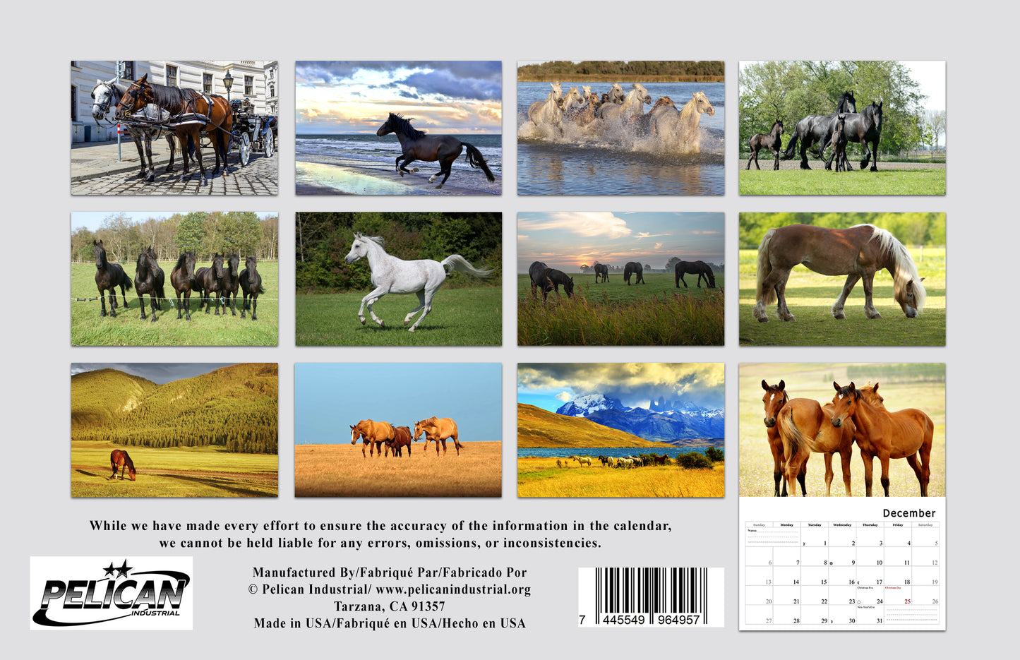 2026 Spiral-bound Wall Calendar (Horses) - 12 Months Desktop/Wall Calendar/Planner
