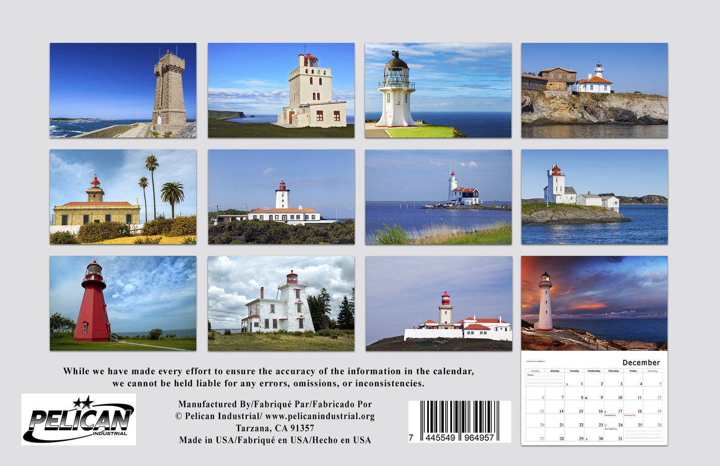 2026 Spiral-bound Wall Calendar (Lighthouses) - 12 Months Desktop/Wall Calendar/Planner