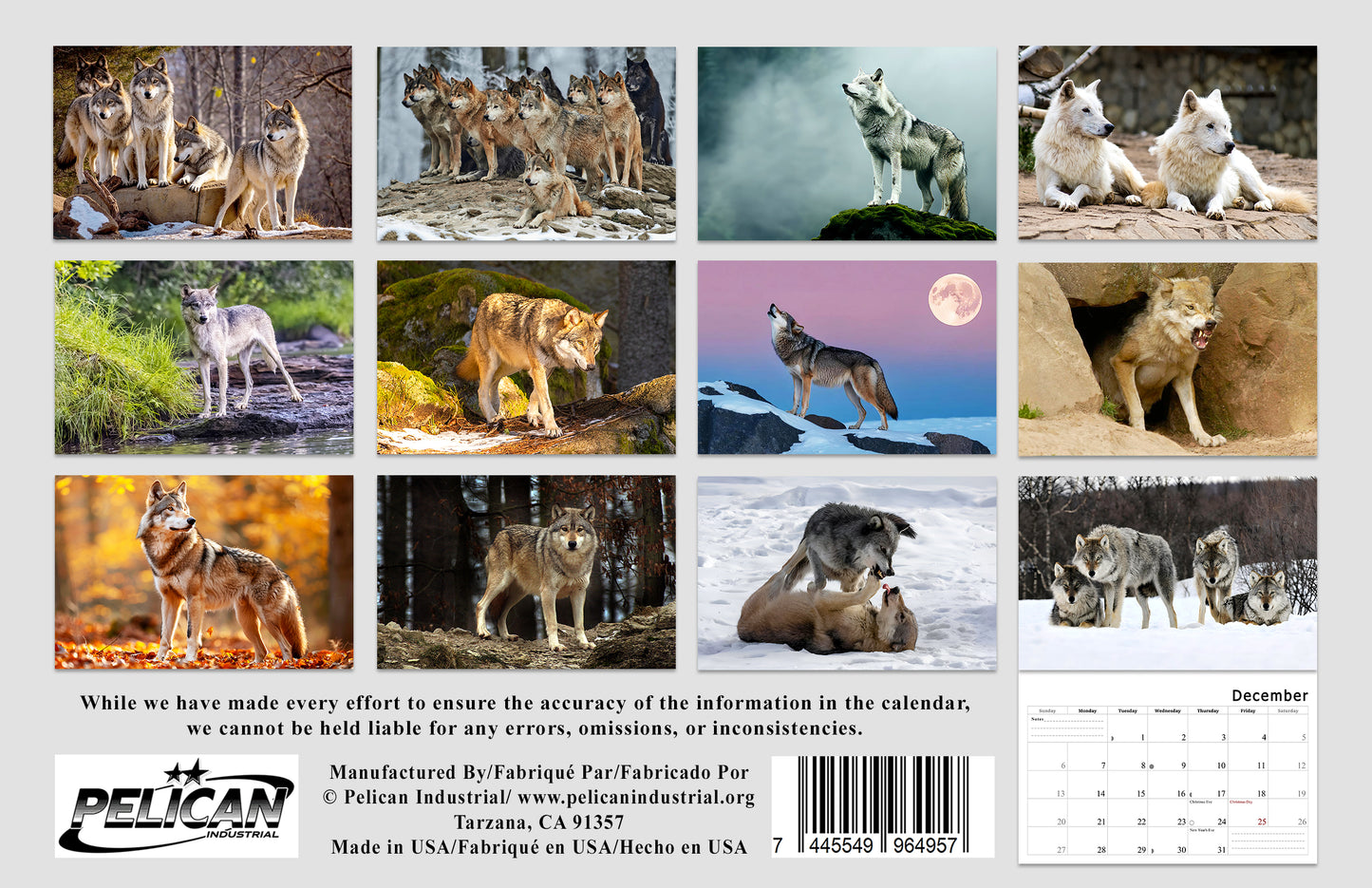 2026 Spiral-bound Wall Calendar (Wolves) - 12 Months Desktop/Wall Calendar/Planner