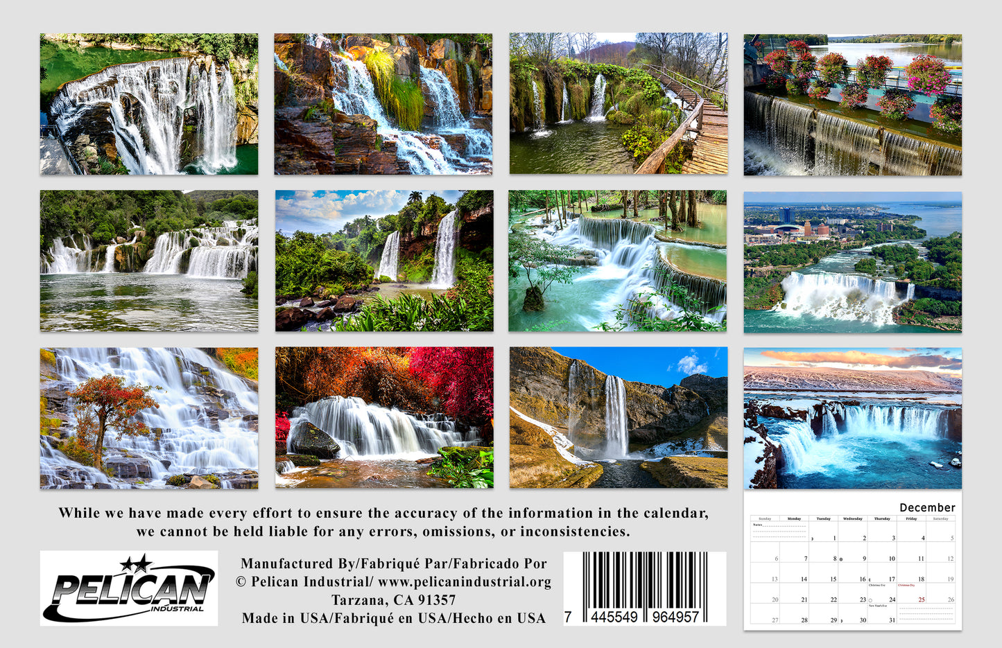 2026 Spiral-bound Wall Calendar (Waterfalls) - 12 Months Desktop/Wall Calendar/Planner