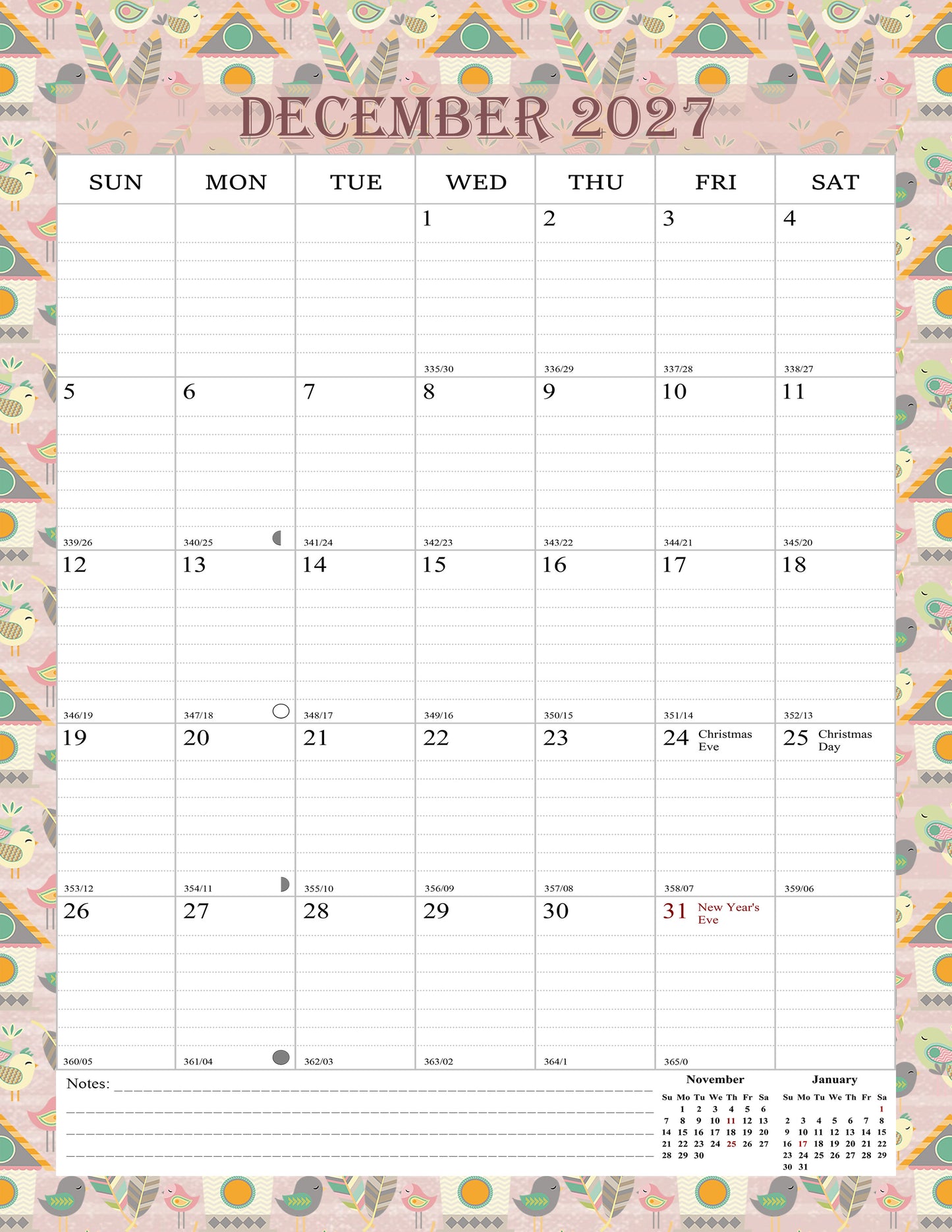 2026-2027 Wall Calendar Spiral-bound Twin-Wire Binding - 18 Months 8.5" x 11" 016