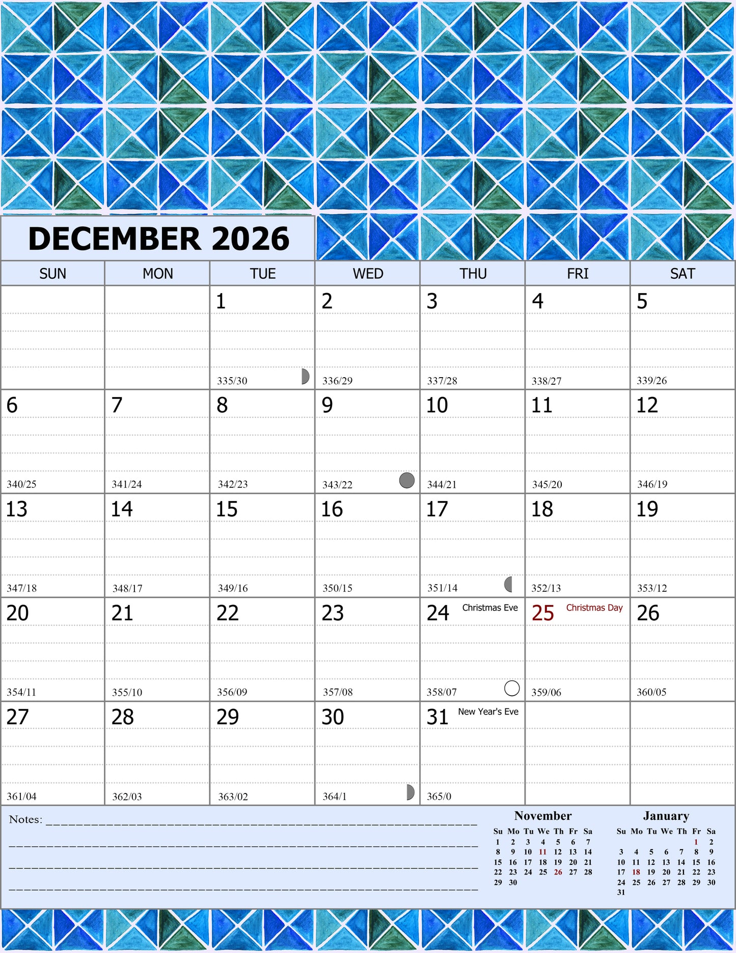 2025-2026 Wall Calendar Spiral-bound Twin-Wire Binding - 18 Months 8.5" x 11" 018