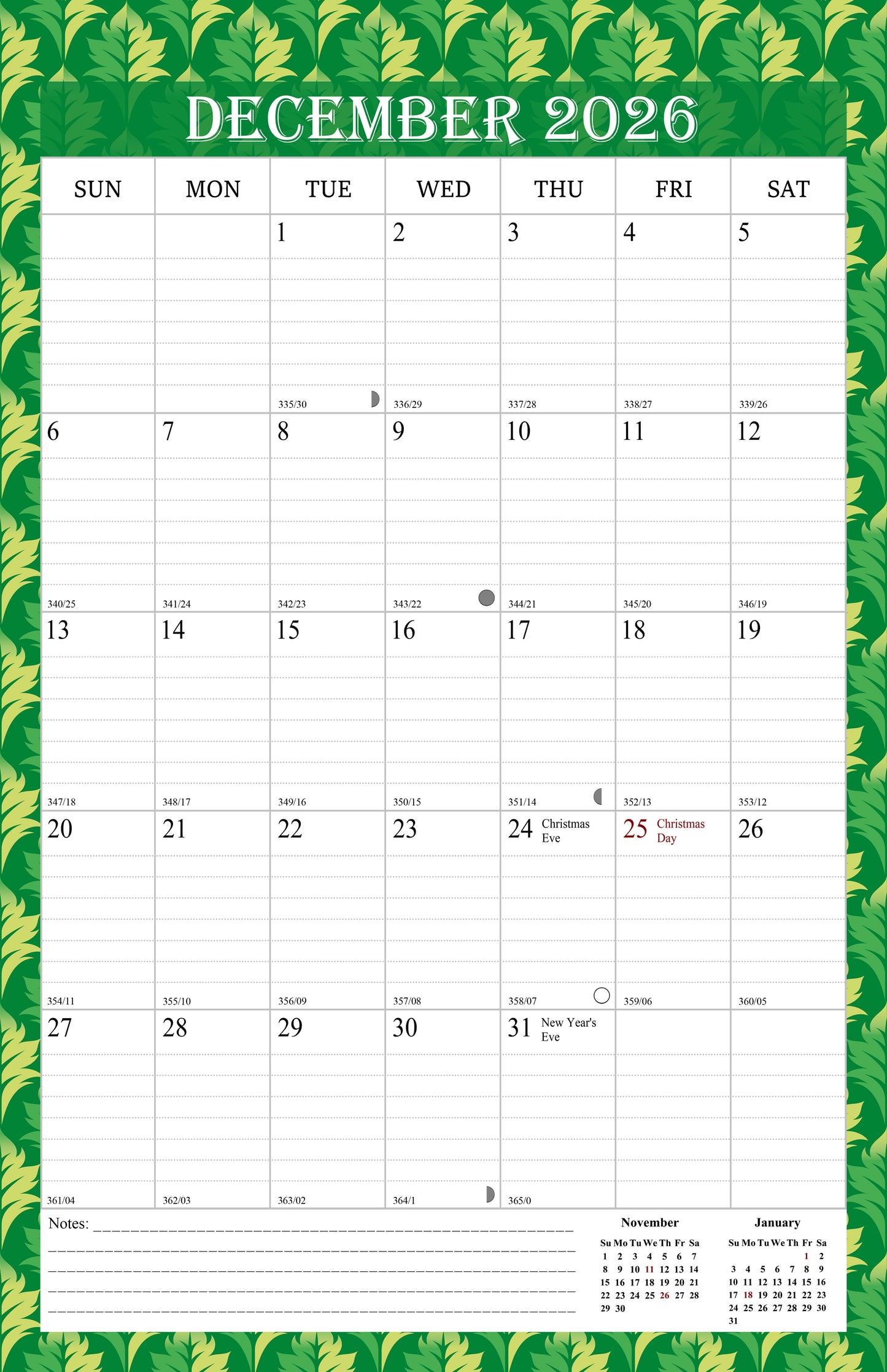 2025-2026 Wall Calendar Spiral-bound Twin-Wire Binding - 18 Months 8.5" x 11" 013
