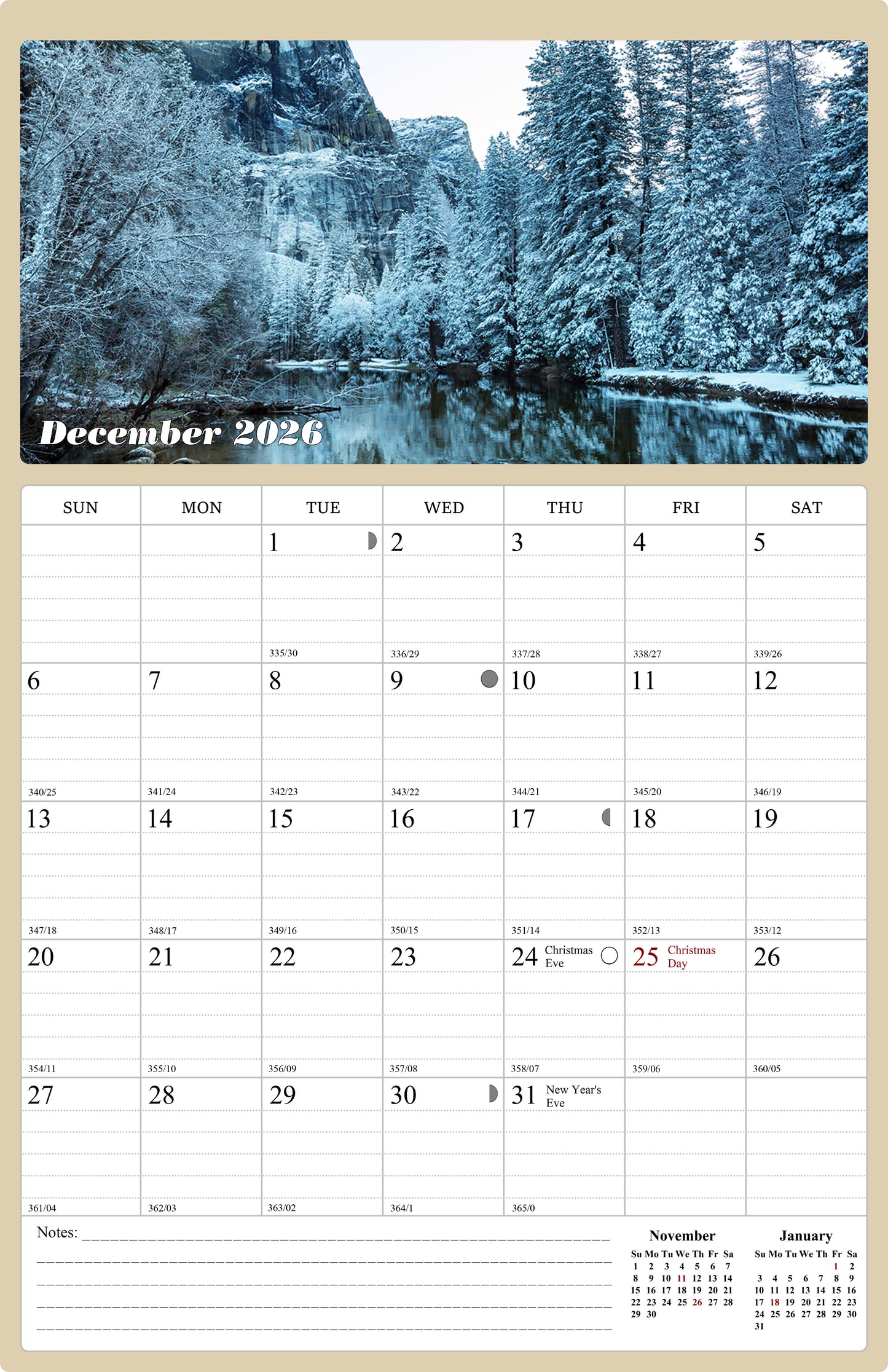 2025 - 2026 Wall Calendar Spiral-bound Twin - 18 Months National Parks 11" x 17"