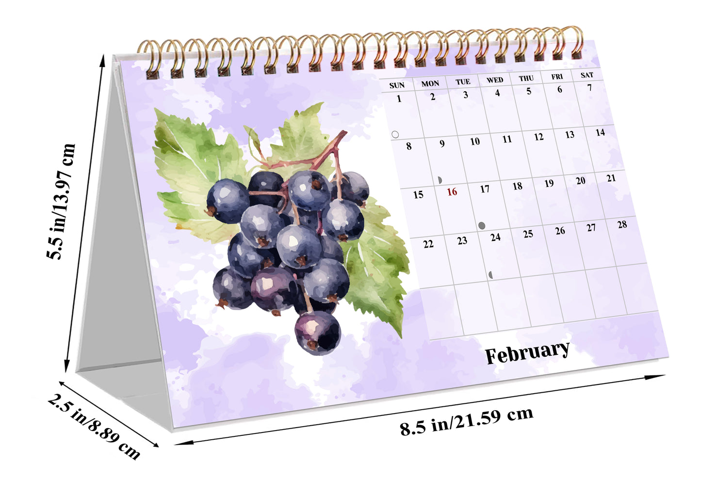 2026-12 Months Desk Calendar Desktop Planner with To-Do List (Fruits & Berries)