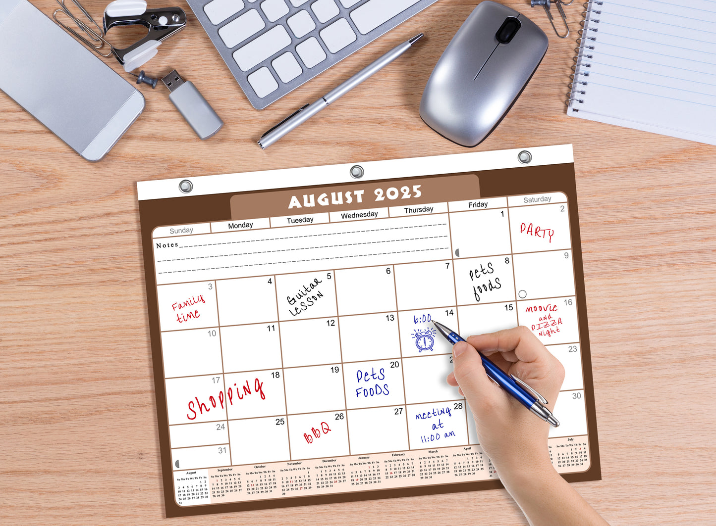 2025 - 2026 Academic Year 12 Months Student Calendar / College Planner for 3-Ring Binder, Desk or Wall -School Supplies - Made in USA -v022