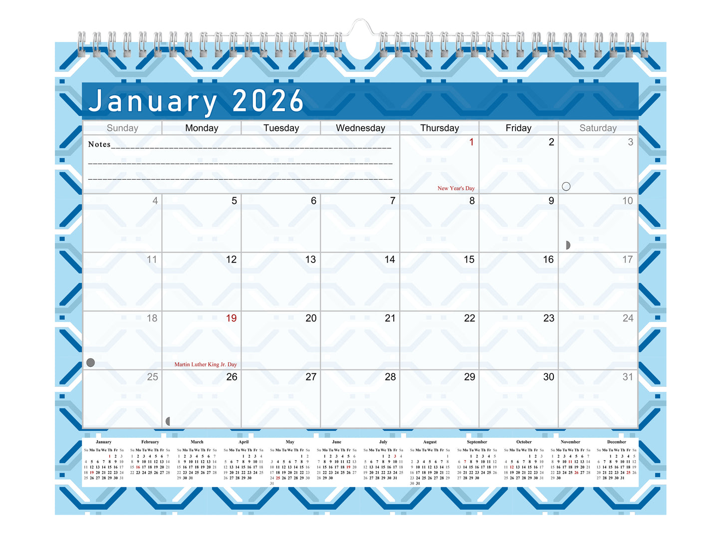 2025-2026 Monthly Spiral-Bound Wall / Desk Calendar - Desktop / Wall Blotter Calendar / Planner - (Edition #04)