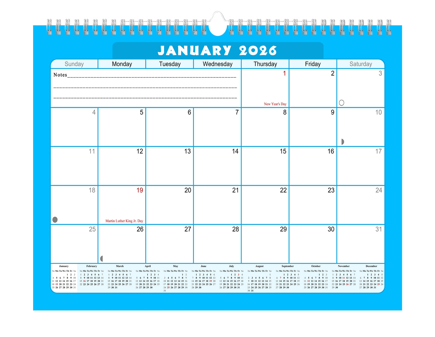 2025-2026 Monthly Spiral-Bound Wall / Desk Calendar - Desktop / Wall Blotter Calendar / Planner - (Edition #07)