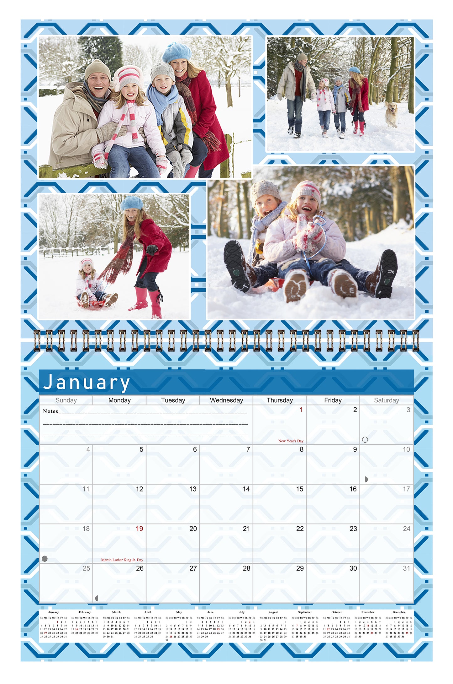2026 Scrapbook Wall Calendar Spiral-bound (Add Your Own Photos) - 12 Months Desktop #04