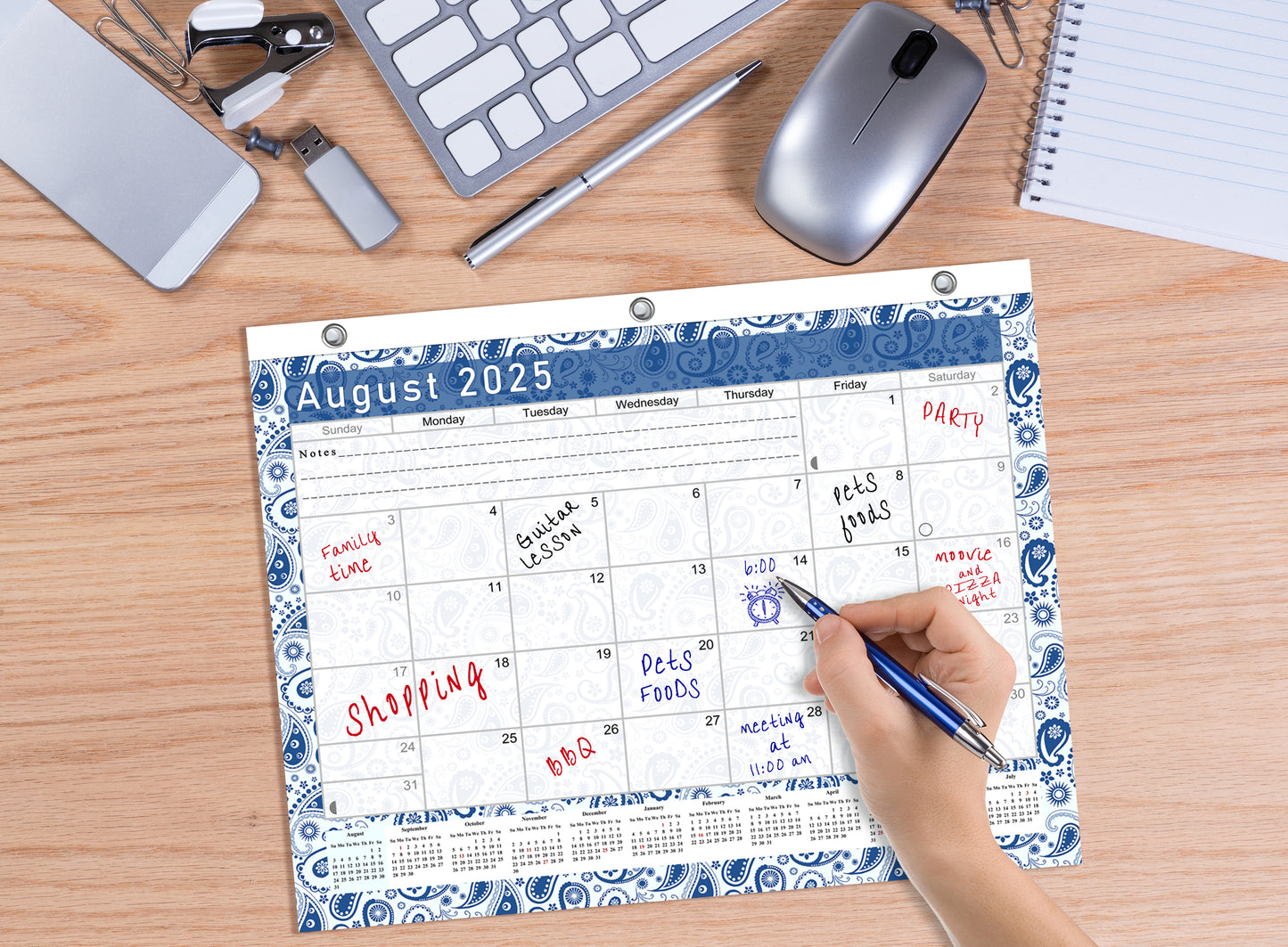 2025 - 2026 Academic Year 12 Months Student Calendar / College Planner for 3-Ring Binder, Desk or Wall -School Supplies - Made in USA (Edition #019)