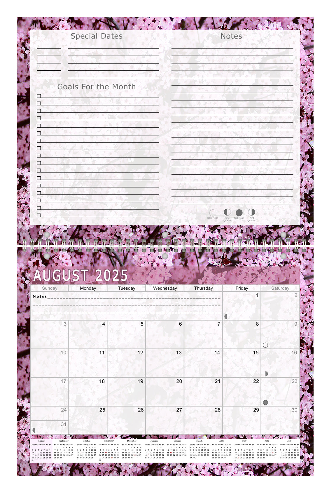 2025 - 2026 Academic Year 12 Months Student Calendar 3-Ring Binder (Edition #021)