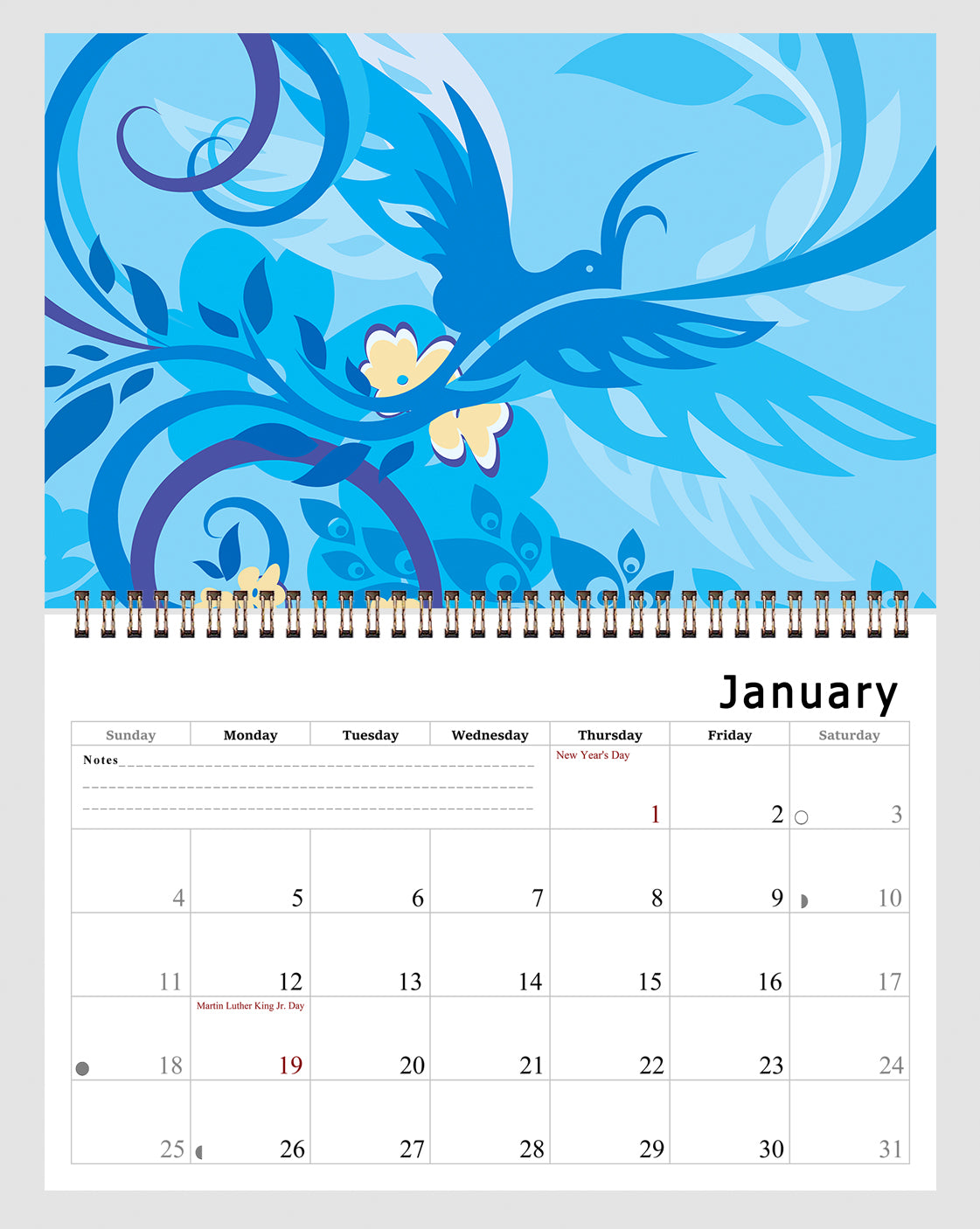 2026 Spiral-bound Wall Calendar (Art) - 12 Months Desktop/Wall Calendar/Planner (Copy)