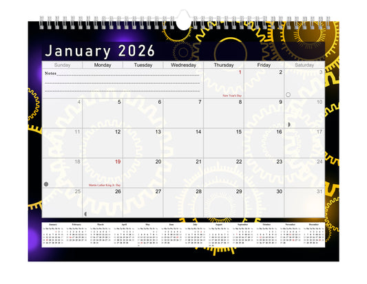 2025-2026 Monthly Spiral-Bound Wall / Desk Calendar - Desktop / Wall Blotter Calendar / Planner - (Edition #09)