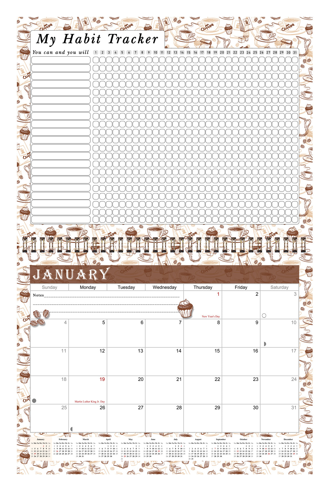2026 Monthly Desktop/Wall Calendar/Planner - Habit Tracker - (Edition #30)