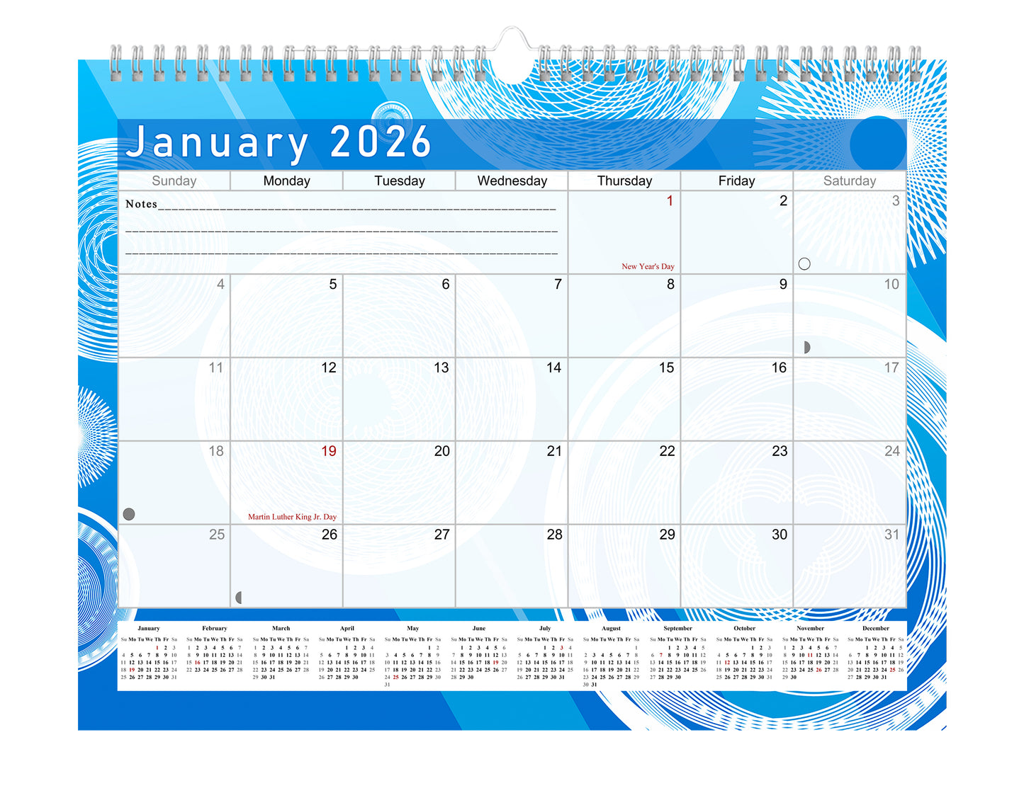 2025-2026 Monthly Spiral-Bound Wall / Desk Calendar - Desktop / Wall Blotter Calendar / Planner - (Edition #02)