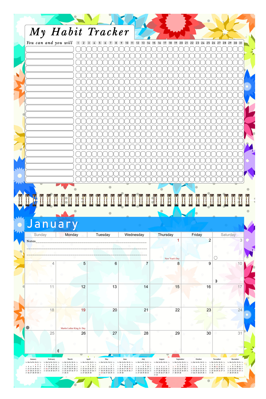2026 Monthly Desktop/Wall Calendar/Planner - Habit Tracker - (Edition #01)