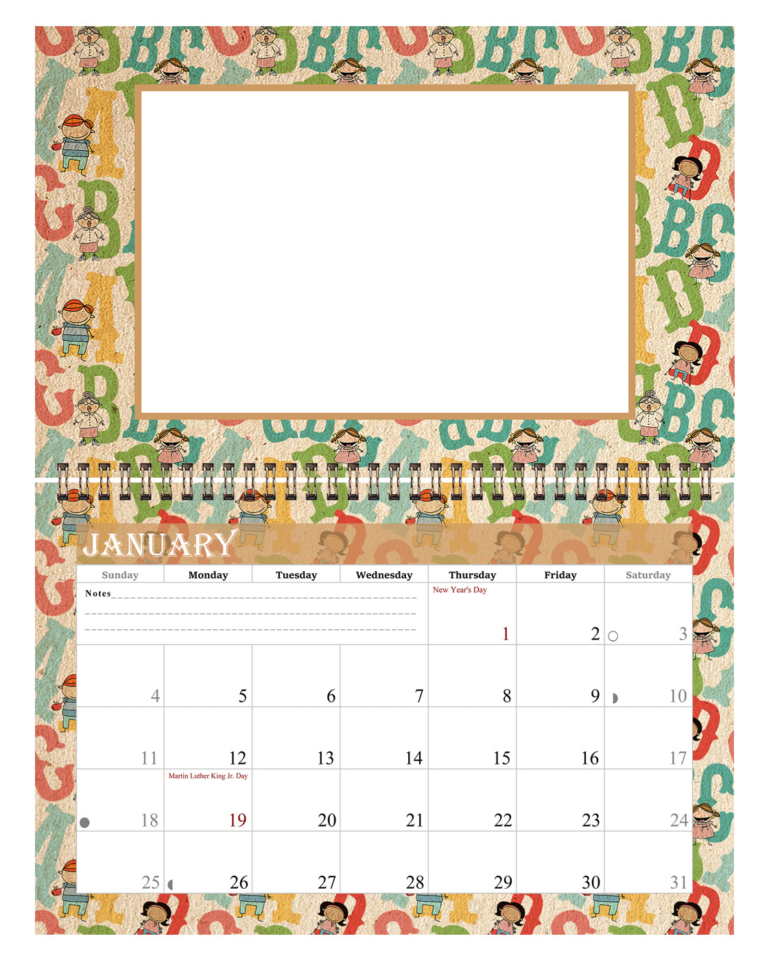 2026 Photo Frame Wall Spiral-bound Calendar (Add Your Own Photos) - 12 Months Desktop/Wall Calendar/Planner - (Edition #10)