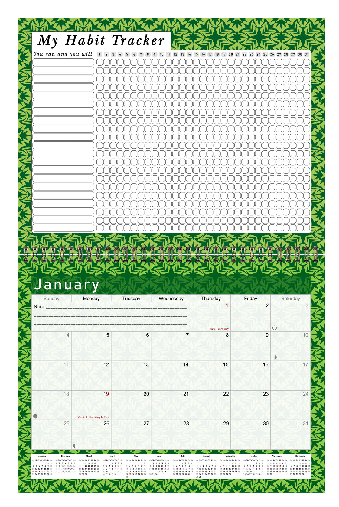 2026 Monthly Desktop/Wall Calendar/Planner - Habit Tracker - (Edition #16)