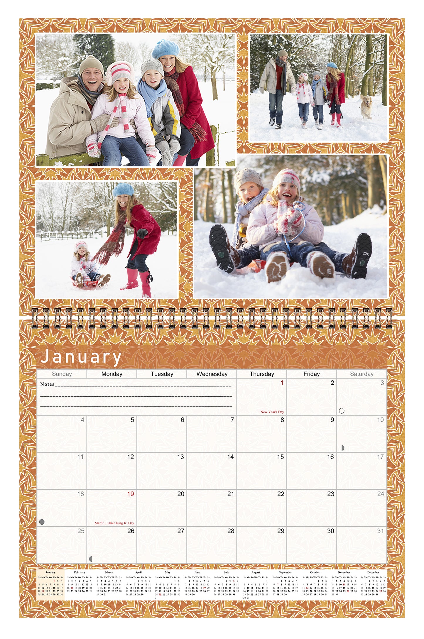 2026 Scrapbook Wall Calendar Spiral-bound (Add Your Own Photos) - 12 Months Desktop #09