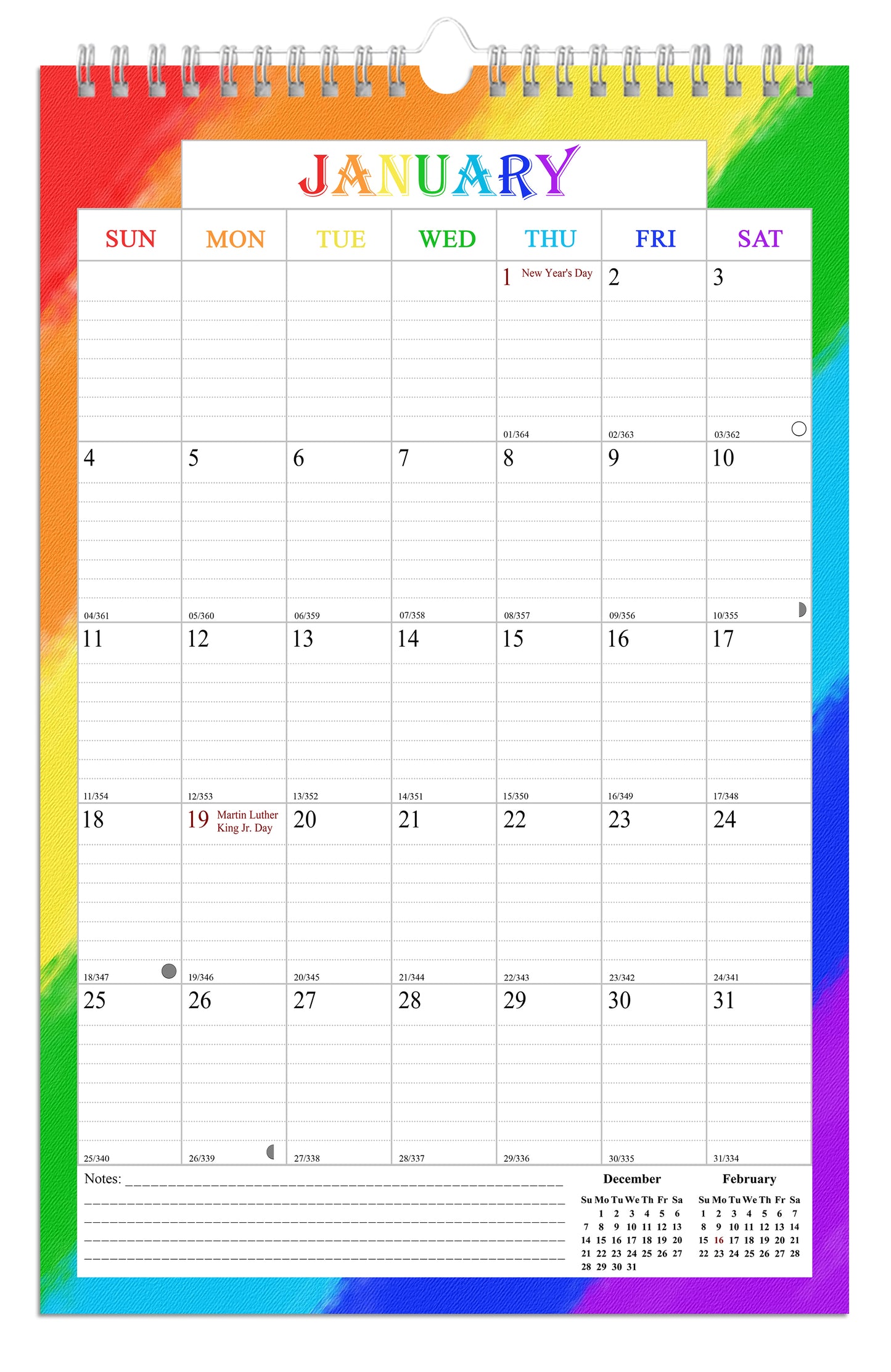 2025-2026 Wall Calendar Spiral-bound Twin-Wire Binding - 18 Months 8.5" x 11" 07