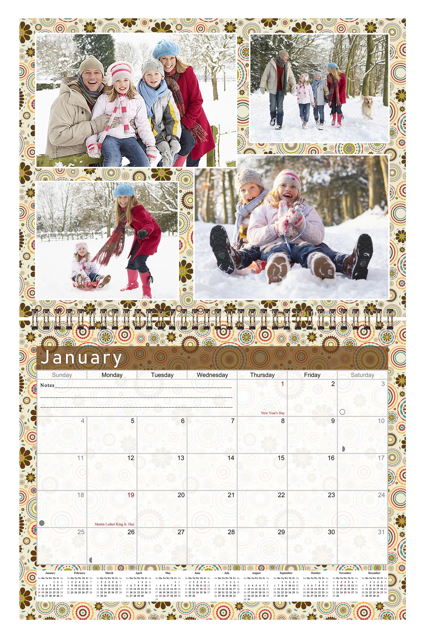 2026 Scrapbook Wall Calendar Spiral-bound (Add Your Own Photos) - 12 Months Desktop #010